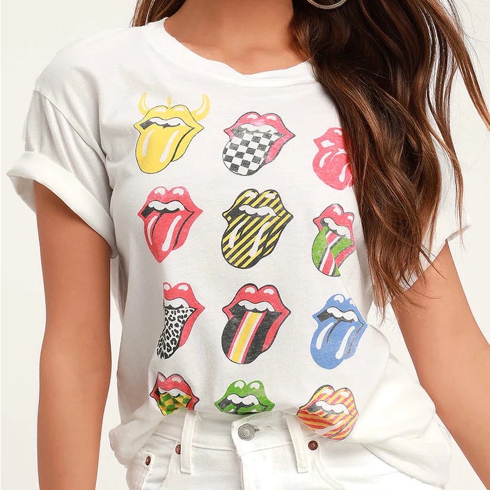 Daydreamer Rolling Stones 12 Tongues Tee in White